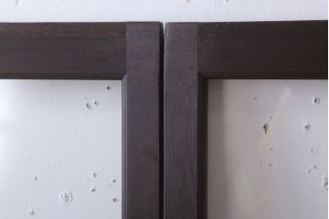 昭和レトロ　すり・結霜・クリアガラスの引き戸2枚セット(窓)(2)