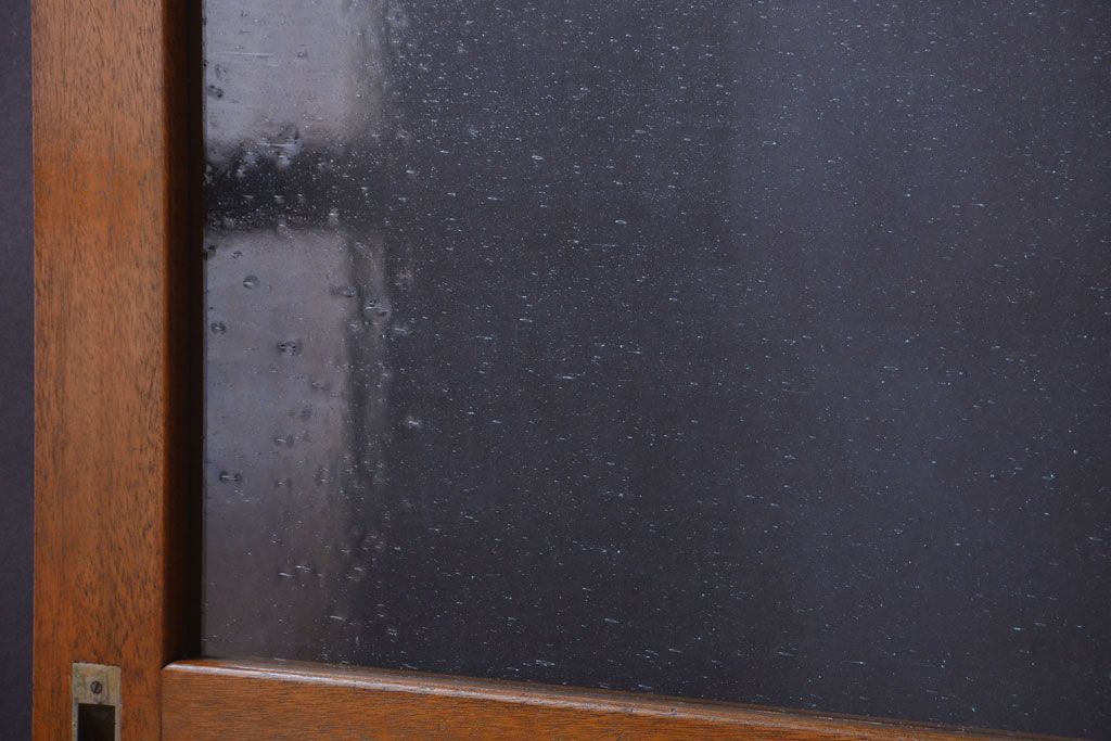 昭和レトロ　気泡ガラス入り!古い木製引き戸2枚セット