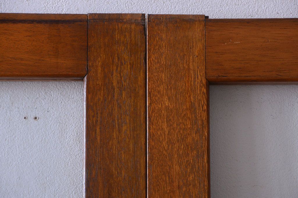 昭和レトロ　気泡ガラス入り!古い木製引き戸2枚セット