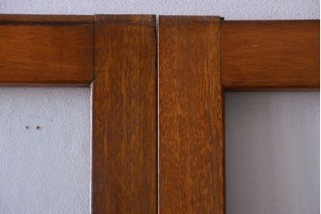 昭和レトロ　気泡ガラス入り!古い木製引き戸2枚セット