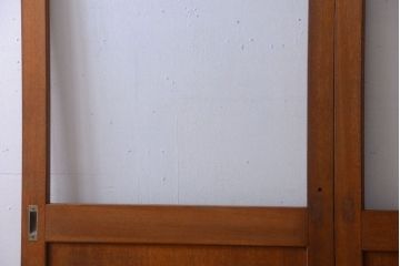 昭和レトロ　気泡ガラス入り!古い木製引き戸2枚セット