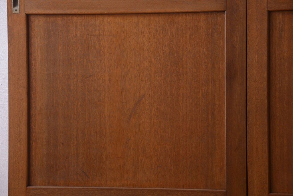 昭和レトロ　気泡ガラス入り!古い木製引き戸2枚セット