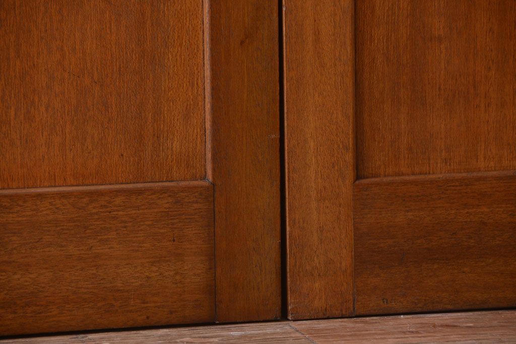 昭和レトロ　気泡ガラス入り!古い木製引き戸2枚セット