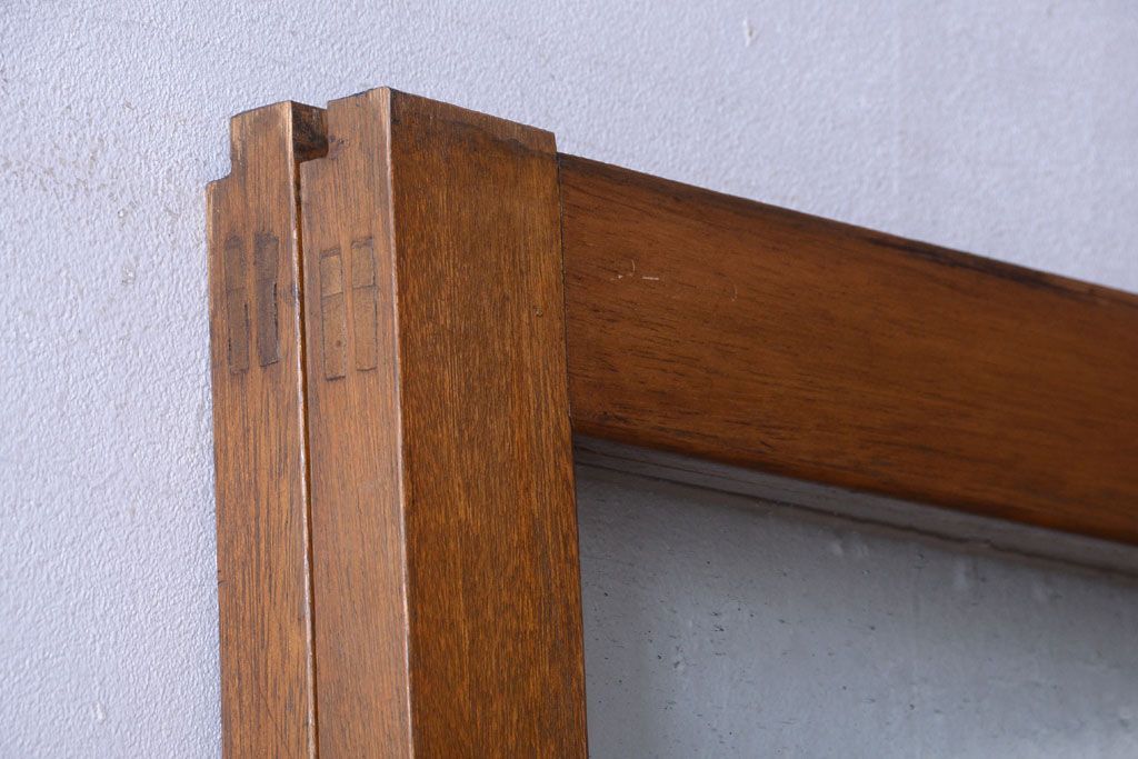 昭和レトロ　気泡ガラス入り!古い木製引き戸2枚セット