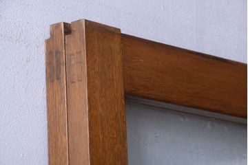 昭和レトロ　気泡ガラス入り!古い木製引き戸2枚セット