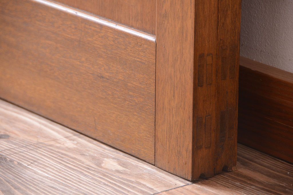 昭和レトロ　気泡ガラス入り!古い木製引き戸2枚セット