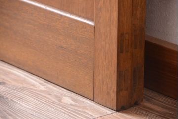 昭和レトロ　気泡ガラス入り!古い木製引き戸2枚セット