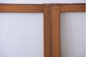 昭和レトロ　気泡ガラス入り!古い木製引き戸2枚セット