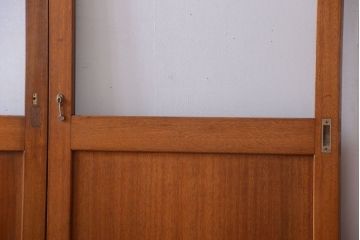 昭和レトロ　気泡ガラス入り!古い木製引き戸2枚セット