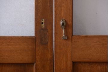 昭和レトロ　気泡ガラス入り!古い木製引き戸2枚セット