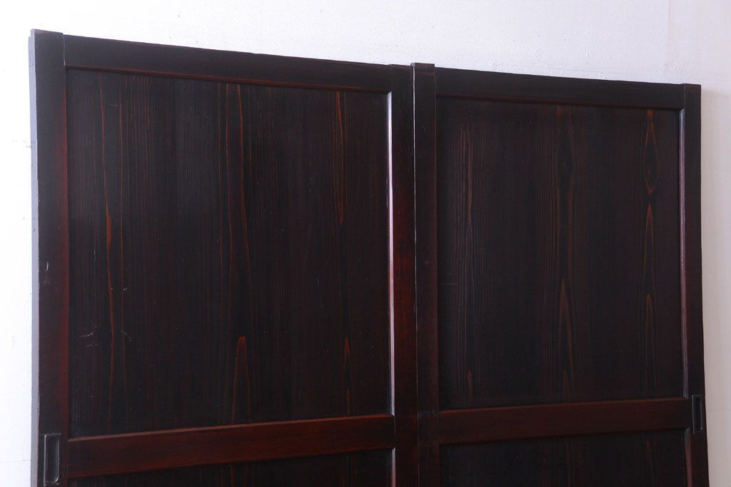 古民具・骨董　古い木味のアンティーク帯戸2枚セット