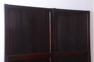 古民具・骨董　古い木味のアンティーク帯戸2枚セット