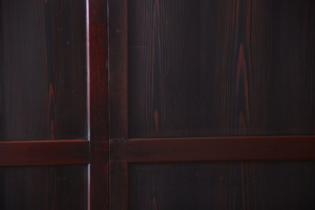 古民具・骨董　古い木味のアンティーク帯戸2枚セット