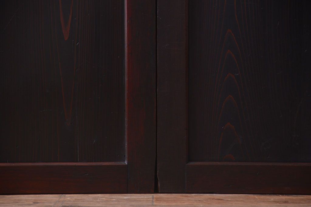 古民具・骨董　古い木味のアンティーク帯戸2枚セット