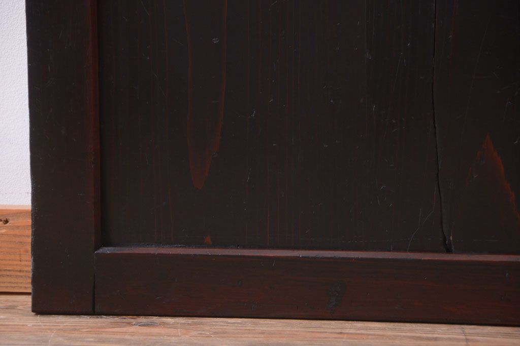 古民具・骨董　古い木味のアンティーク帯戸2枚セット