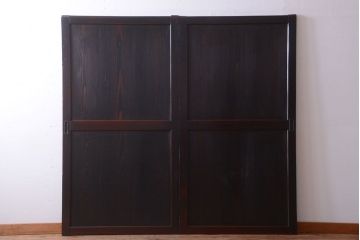 古民具・骨董　古い木味のアンティーク帯戸2枚セット