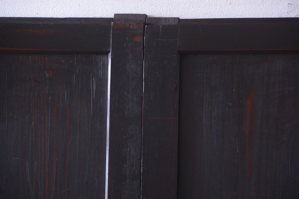 古民具・骨董　古い木味のアンティーク帯戸2枚セット