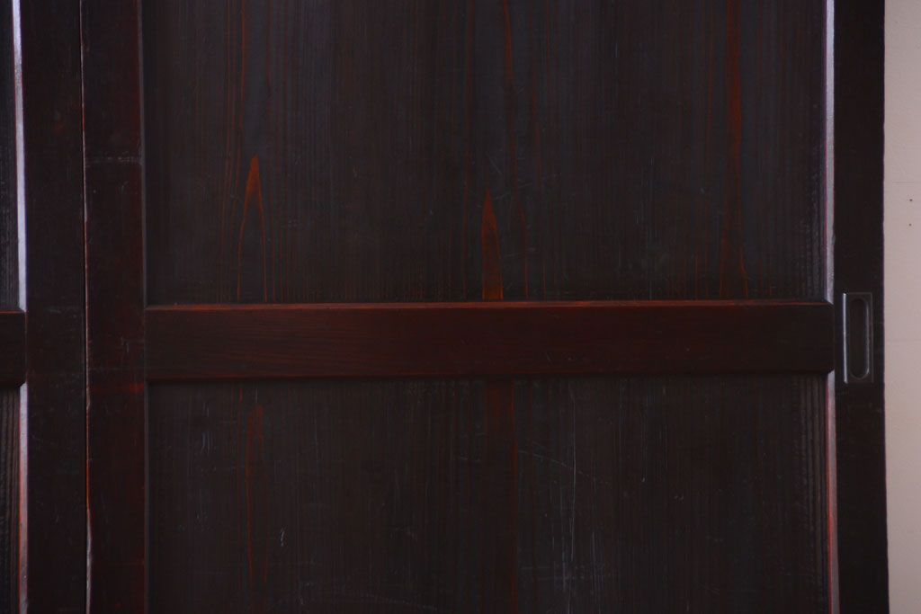 古民具・骨董　古い木味のアンティーク帯戸2枚セット