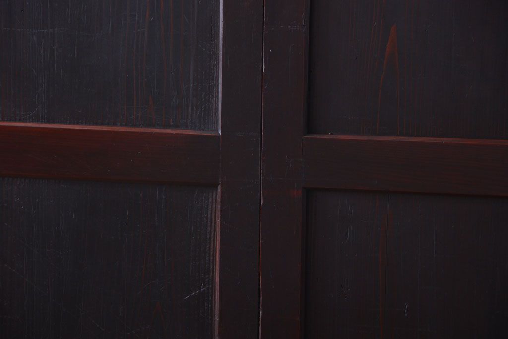 古民具・骨董　古い木味のアンティーク帯戸2枚セット