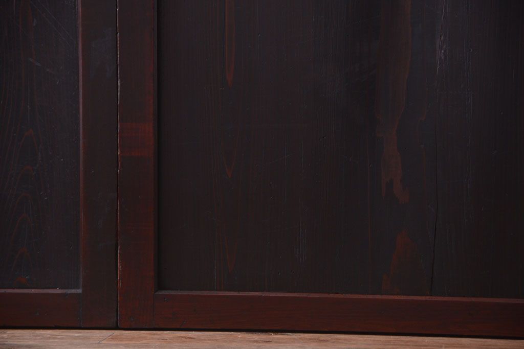 古民具・骨董　古い木味のアンティーク帯戸2枚セット