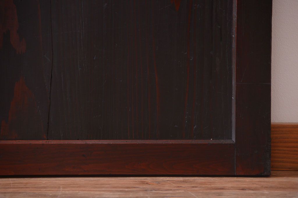 古民具・骨董　古い木味のアンティーク帯戸2枚セット