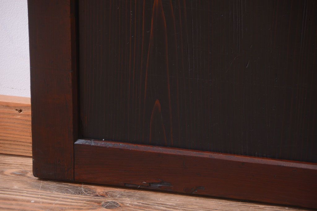 古民具・骨董　古い木味のアンティーク帯戸2枚セット