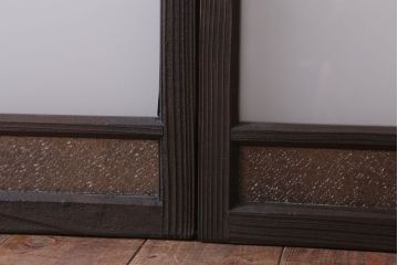 和製アンティーク　すりガラスとダイヤガラスの引き戸2枚セット(窓)