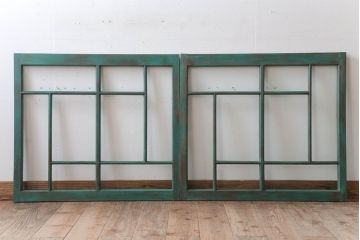 アンティークペイント　おしゃれなガラス小窓2枚セット(引き戸・ガラス戸)(1)