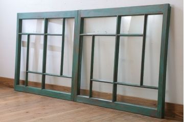 アンティークペイント　おしゃれなガラス小窓2枚セット(引き戸・ガラス戸)(1)