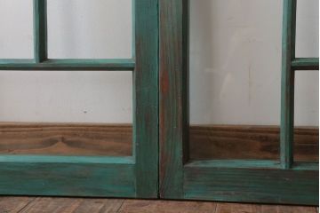 アンティークペイント　おしゃれなガラス小窓2枚セット(引き戸・ガラス戸)(1)