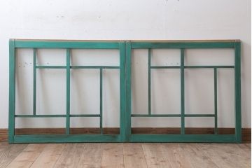 アンティークペイント　おしゃれなガラス小窓2枚セット(引き戸・ガラス戸)(1)