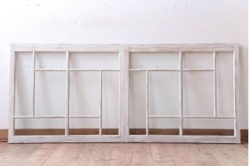 アンティークペイント　おしゃれなガラス小窓2枚セット(引き戸・ガラス戸)(2)