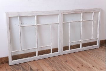 アンティークペイント　おしゃれなガラス小窓2枚セット(引き戸・ガラス戸)(2)