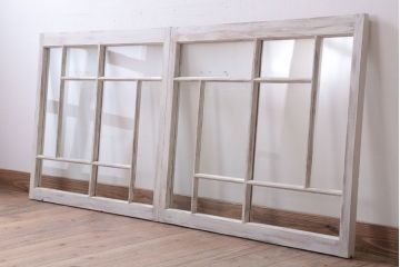 アンティークペイント　おしゃれなガラス小窓2枚セット(引き戸・ガラス戸)(2)