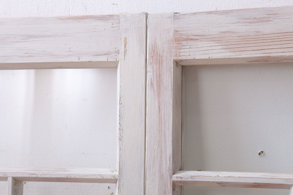 アンティークペイント　おしゃれなガラス小窓2枚セット(引き戸・ガラス戸)(2)