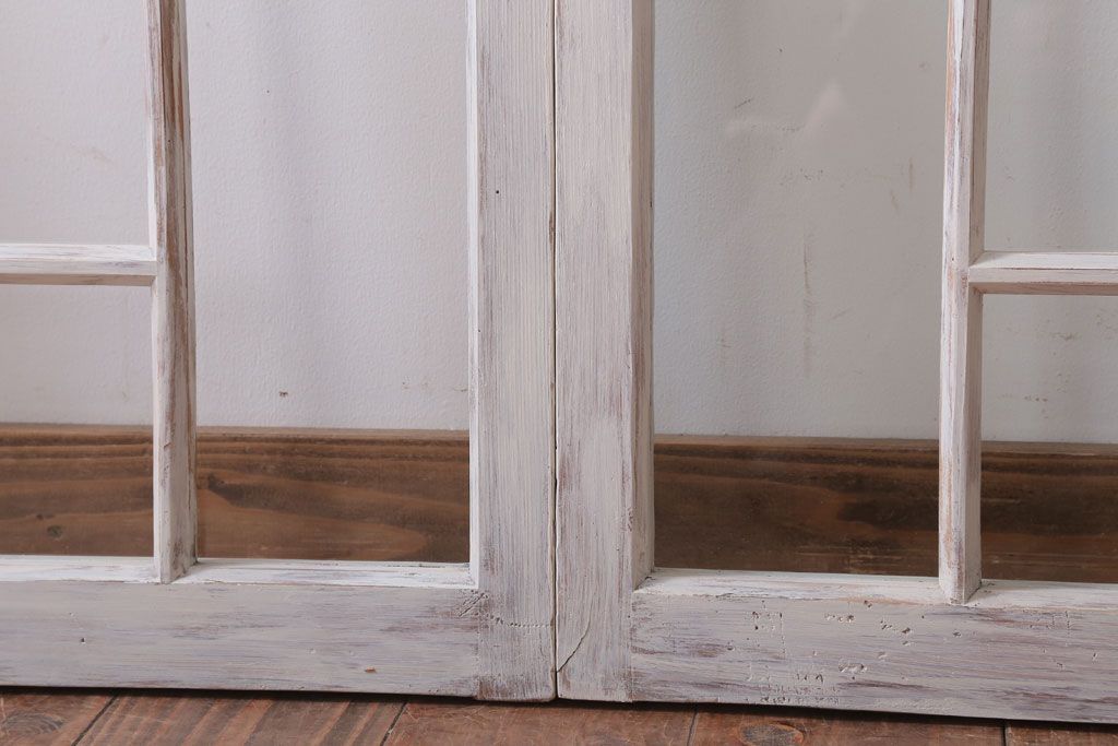 アンティークペイント　おしゃれなガラス小窓2枚セット(引き戸・ガラス戸)(2)