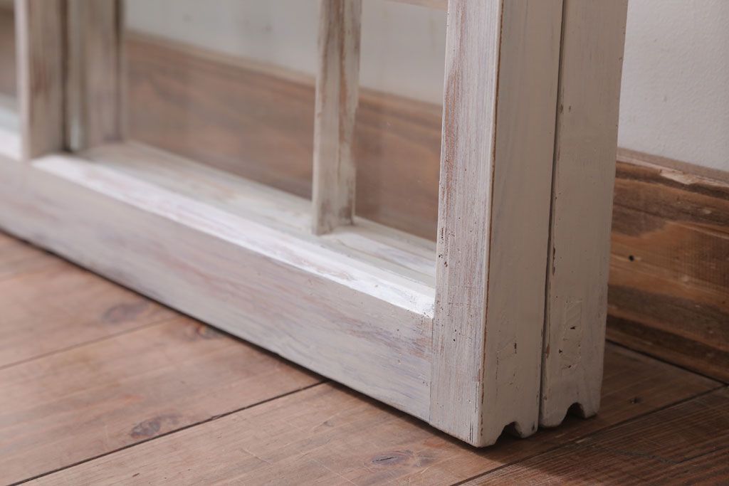 アンティークペイント　おしゃれなガラス小窓2枚セット(引き戸・ガラス戸)(2)