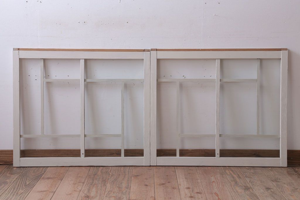 アンティークペイント　おしゃれなガラス小窓2枚セット(引き戸・ガラス戸)(2)