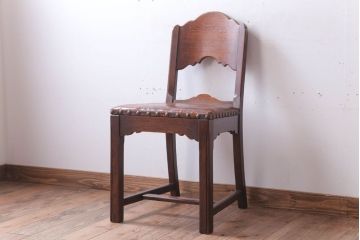 アンティーク家具　フランスアンティーク　本革座面のかわいいダイニングチェア(2)
