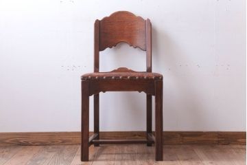 アンティーク家具　フランスアンティーク　本革座面のかわいいダイニングチェア(2)