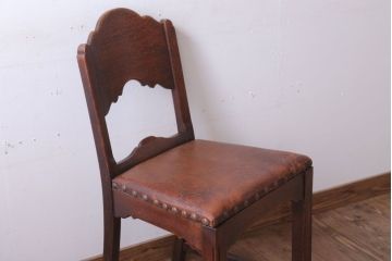 アンティーク家具　フランスアンティーク　本革座面のかわいいダイニングチェア(2)