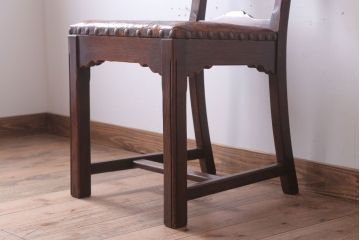 アンティーク家具　フランスアンティーク　本革座面のかわいいダイニングチェア(2)