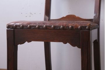 アンティーク家具　フランスアンティーク　本革座面のかわいいダイニングチェア(2)