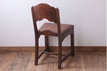 アンティーク家具　フランスアンティーク　本革座面のかわいいダイニングチェア(2)