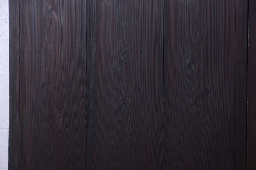 古民具・骨董　古い木製の味わい深いアンティーク板戸2枚セット