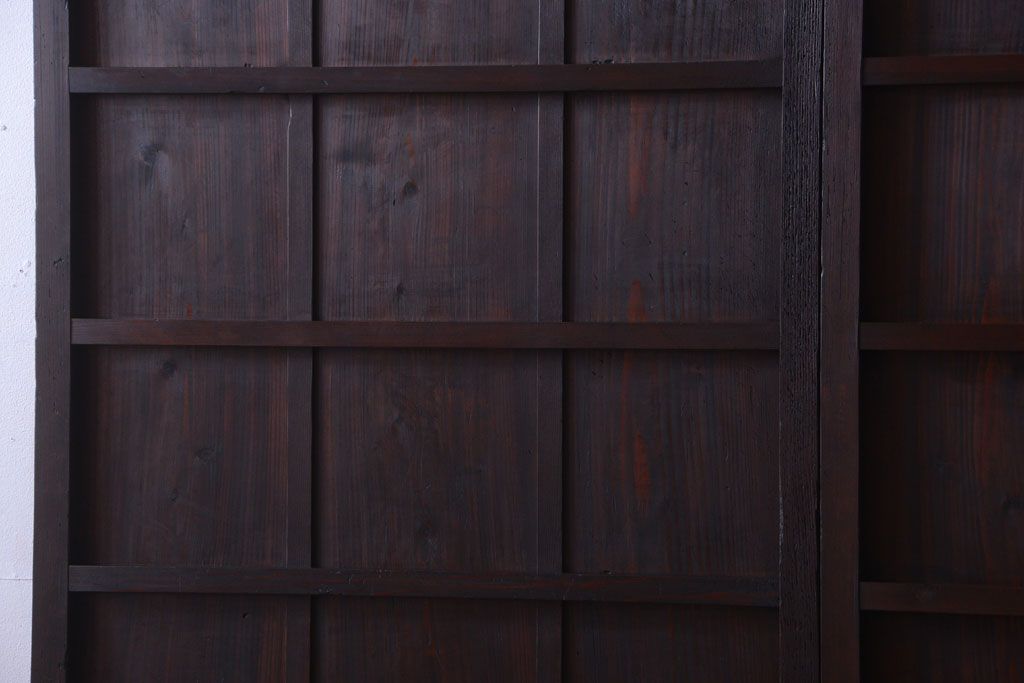 古民具・骨董　古い木製の味わい深いアンティーク板戸2枚セット