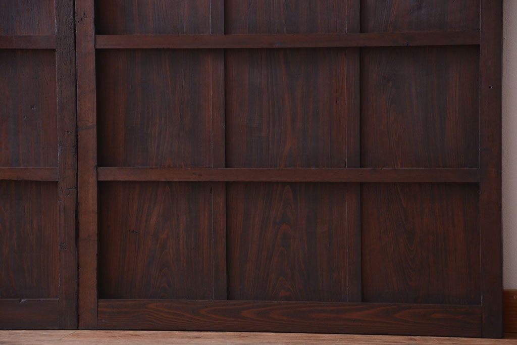 古民具・骨董　古い木製の味わい深いアンティーク板戸2枚セット