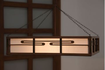 古民具・骨董　黒柿枠のアンティーク天井照明