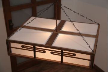 古民具・骨董　黒柿枠のアンティーク天井照明