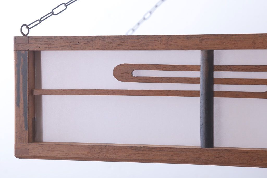 古民具・骨董　黒柿枠のアンティーク天井照明